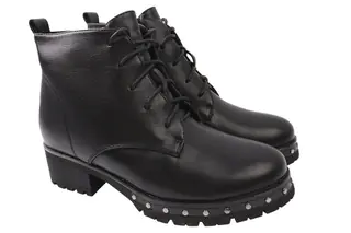 Ботинки женские с эко кожи на платформе на шнуровке черные Gelsomino 152-9/21ZHC