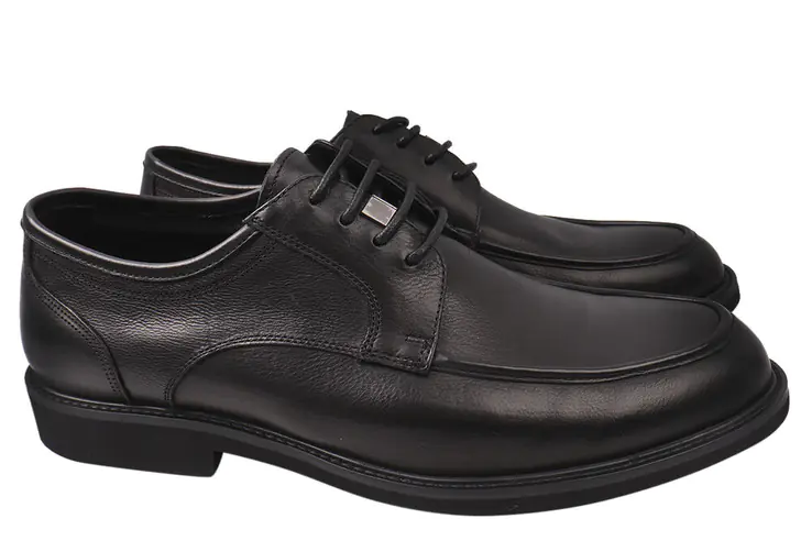 Туфли мужские из натуральной кожи на низком ходу на шнуровке цвет Черный Basconi 752-20/21DT фото 1 — интернет-магазин Tapok