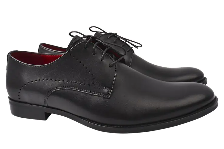 Туфли мужские из натуральной кожи на шнуровке на низком ходу Черные Fabio Conti 35-21DT фото 1 — интернет-магазин Tapok