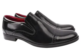 Туфли мужские из натуральной кожи на низком ходу Черные Fabio Conti 36-21DT