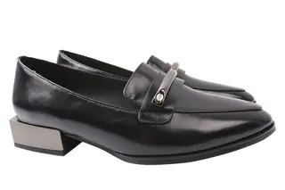 Туфли женские из натуральной кожи на низком ходу Черные Brocoly 287-20/21DTC