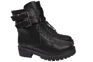 Ботинки женские из натуральной кожи на платформе высокие на шнуровке черные Gelsomino 117-8/22ZHC