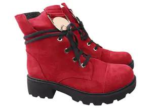 Ботинки на платформе женские Sattini Натуральная замша красный 168-20DHC