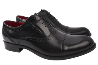 Туфли мужские из натуральной кожи на шнуровке на низком ходу Черные Fabio Conti 33-21DT