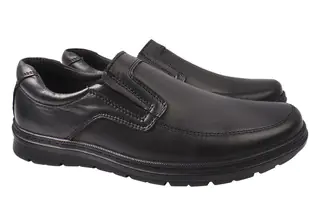 Туфли мужские из натуральной кожи на низком ходу Черные Konors 416-9/22DTC