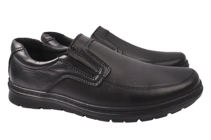Туфлі чоловічі з натуральної шкіри на низькому ходу Чорні Konors 6-9/22DTC фото 1 — інтернет-магазин Tapok