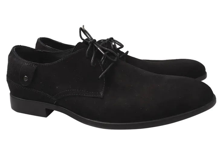 Туфли мужские из натуральной замши на низком ходу на шнуровке Черные Vadrus 251-20DT фото 1 — интернет-магазин Tapok