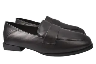 Туфли женские из натуральной кожи на низком ходу Черные Berkonty 324-21DTC