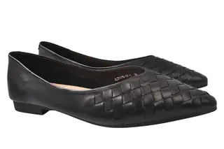 Туфлі жіночі з натуральної шкіри на низькому ходу Чорні Berkonty 331-21DTB