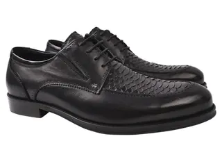 Туфли мужские из натуральной кожи на низком ходу Черные Lido Marinozzi 197-21DT