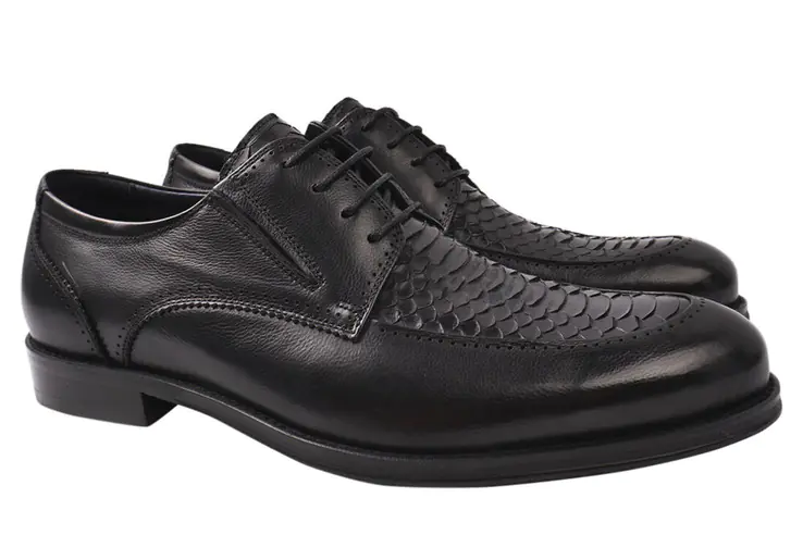 Туфли мужские из натуральной кожи на низком ходу Черные Lido Marinozzi 197-21DT фото 1 — интернет-магазин Tapok