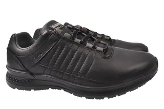 Кросівки чоловічі з натуральної шкіри на низькому ходу на шнурівці Чорні  Gri Sport 82-20DTS
