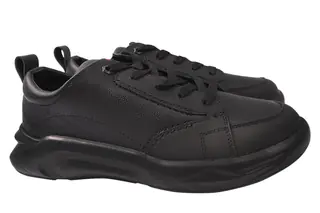 Кросівки чоловічі з натуральної шкіри на низькому ходу на шнурівці Чорні Brave 184-21DTS