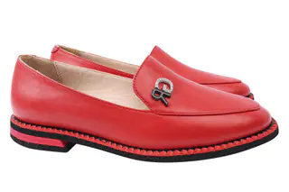 Туфли женские из натуральной кожи на низком ходу Красные Phany 201-21DTC