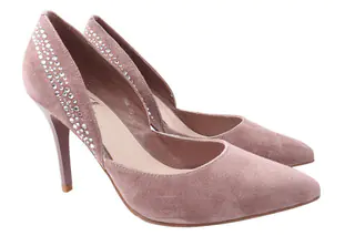 Туфлі жіночі з натуральної замші на шпильці Рожеві Molka 131-21DT