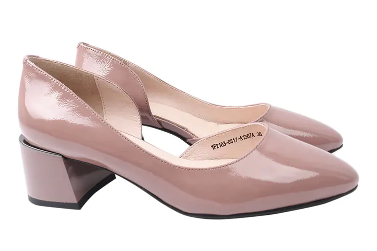 Туфли женские из натуральной лаковой кожи на каблуке Розовые Molka 138-21DT фото 1 — интернет-магазин Tapok