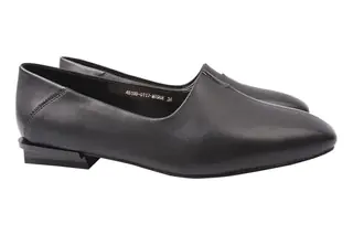 Туфлі жіночі з натуральної шкіри на низькому ходу Чорні Berkonty 3-21DTC