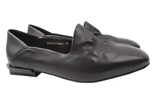 Туфли женские из натуральной кожи на низком ходу Черные Berkonty 352-21DTC