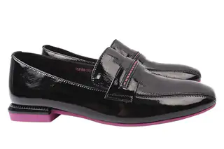 Туфлі жіночі з натуральної лакової шкіри на низькому ходу Чорні Brocoly 320-21DTC