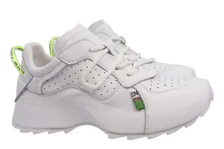 Кросівки жіночі з натуральної шкіри на низькому ходу на шнурівці Білі Li Fexpert 624-21DK