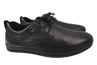 Туфли мужские из натуральной кожи на низком ходу Черные Rondo 25-21DTC