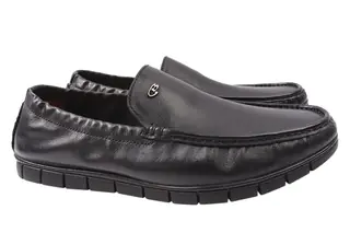 Туфли мужские из натуральной кожи на низком ходу Черные Lido Marinozi 211-21DTC