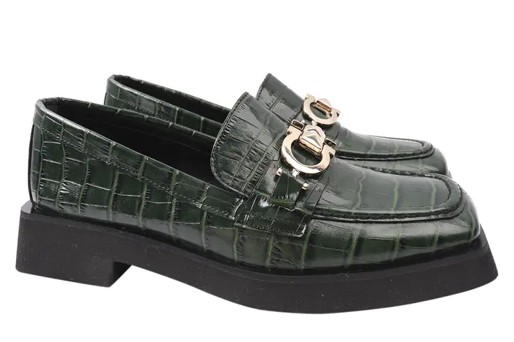 Туфлі жіночі з натуральної шкіри на низькому ходу Зелені Aquamarin 1916-21DTC фото 1 — інтернет-магазин Tapok