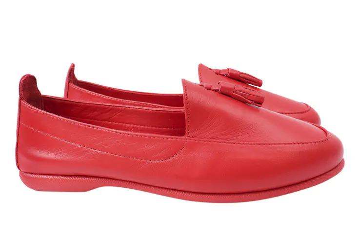 Туфлі жіночі з натуральної шкіри на низькому ходу Червоні Gossi 63-21DTC фото 1 — інтернет-магазин Tapok