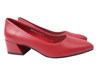 Туфли женские из натуральной кожи на каблуке Красные Berkonty 349-21DTC