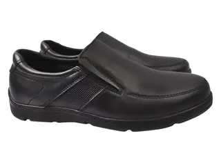 Туфли мужские из натуральной кожи на низком ходу Черные Konors 540-21DTC