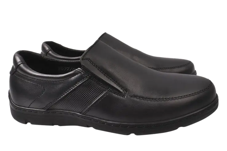 Туфлі чоловічі з натуральної шкіри на низькому ходу Чорні Konors 540-21DTC фото 1 — інтернет-магазин Tapok