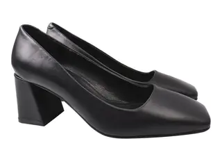 Туфли женские из натуральной кожи на большом каблуке Черные DaCota 36-21DT