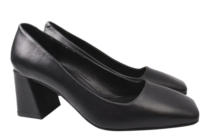Туфли женские из натуральной кожи на большом каблуке Черные DaCota 36-21DT фото 1 — интернет-магазин Tapok
