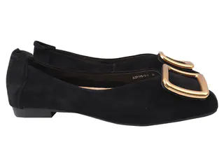 Туфлі жіночі з натуральної замші на низькому ходу Чорні Berkonty 357-21DTB
