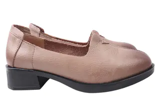 Туфлі жіночі з натуральної шкіри на низькому ходу колір Капучіно Farinni 150-21DTC