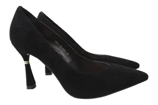 Туфлі жіночі з натуральної замші на шпильці Чорні Angelo Vani 156-21DT