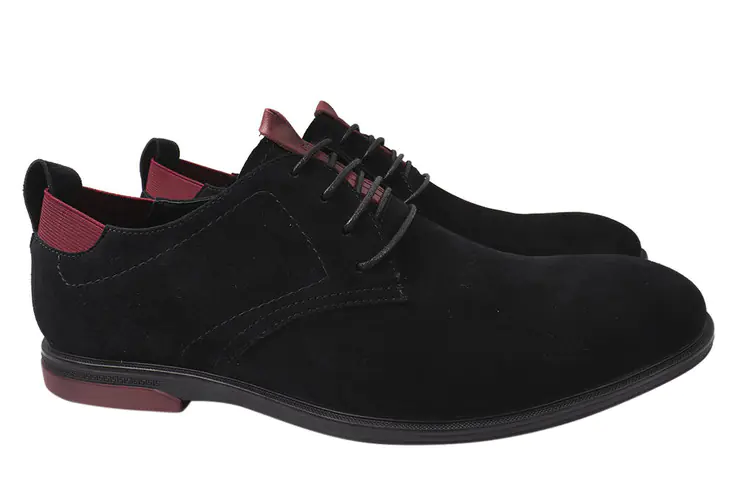 Туфлі чоловічі з натуральної замші на низькому ходу на шнурівці Чорні Cosottinni 326-21DTC фото 1 — інтернет-магазин Tapok