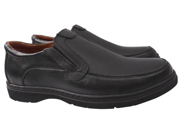 Туфли мужские из натуральной кожи на низком ходу Черные Konors 535-21DTC фото 1 — интернет-магазин Tapok