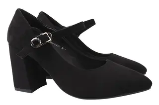 Туфлі жіночі з еко замші на великому каблуці Чорні Liici 188-21DT