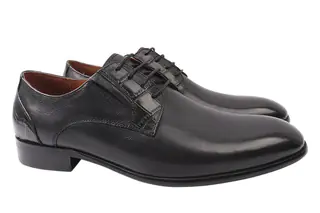Туфлі чоловічі з натуральної шкіри на низькому ходу на шнурівці Чорні Anemone 152-21DT