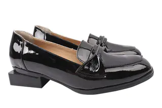 Туфлі жіночі з натуральної лакової шкіри на низькому ходу Чорні Ripka 158-21DTC