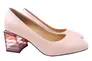Туфлі жіночі з натуральної шкіри на великому каблуці Рожеві Oeego 73-21DT Фото 1