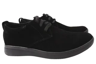 Туфлі чоловічі з натуральної замші на низькому ходу на шнурівці колір Чорний Van Kristi 34-8/21DTC