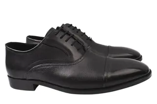 Туфлі чоловічі з натуральної шкіри на низькому ходу на шнурівці колір Чорний Lido Marinozi 214-21DT