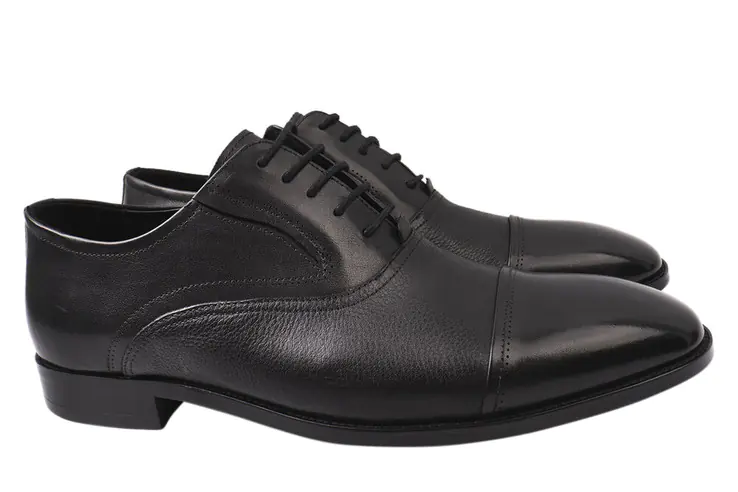 Туфли мужские из натуральной кожи на низком ходу на шнуровке цвет Черный Lido Marinozi 214-21DT фото 1 — интернет-магазин Tapok
