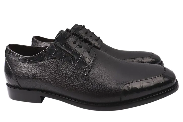 Туфлі чоловічі з натуральної шкіри на низькому ходу колір Чорний Lido Marinozi 216-21DT фото 1 — інтернет-магазин Tapok