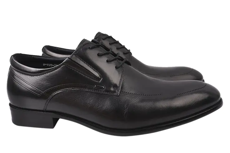 Мужские туфли из натуральной кожи на низком ходу цвет Черный Brooman 852-21DT фото 1 — интернет-магазин Tapok
