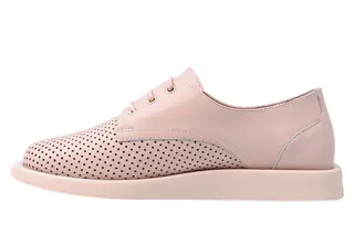 Туфлі жіночі з натуральної шкіри на низькому ходу на шнурівці Рожеві Phany 218-21LTCP