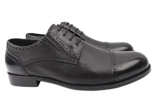 Туфлі чоловічі з натуральної шкіри на низькому ходу на шнурівці Чорні Lido Marinozi 209-21DT