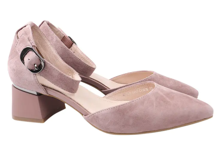 Туфли женские из натуральной замши на низком каблуке Розовые Geronea 955-21LT фото 1 — интернет-магазин Tapok